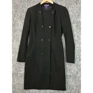 Vintage Ralph Lauren Purple Label Womens Double Breasted Dress Black Size 6